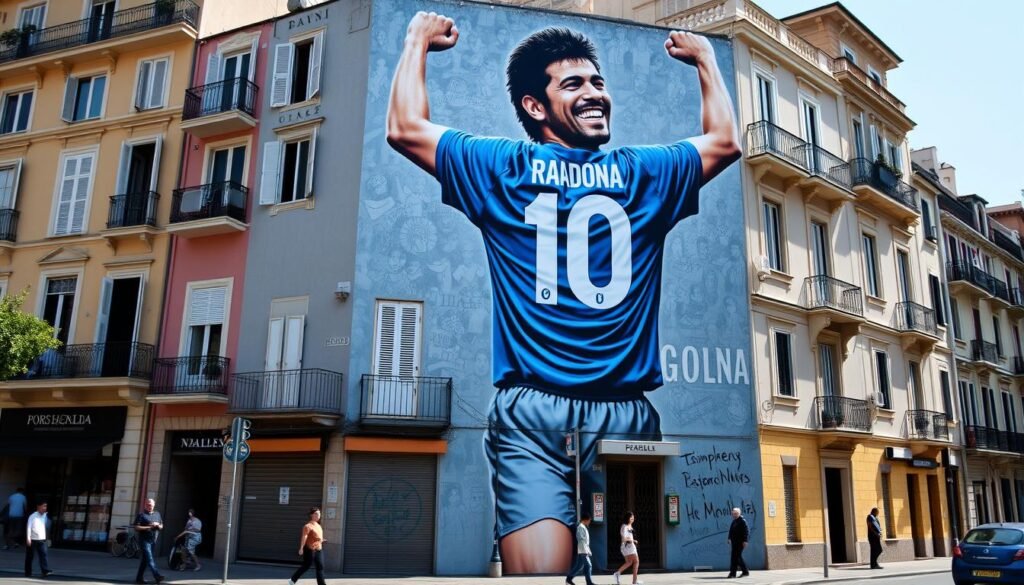 Large mural of Diego Maradona in Naples, Italy
