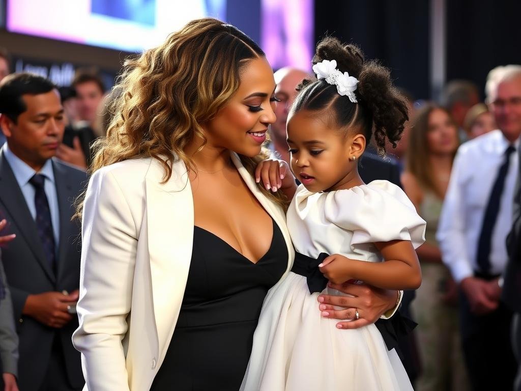 Beyoncé with Blue Ivy at a public event Beyoncé with Blue Ivy at a public event