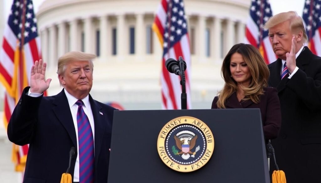 Donald Trump taking the presidential oath of office Donald Trump taking the presidential oath of office
