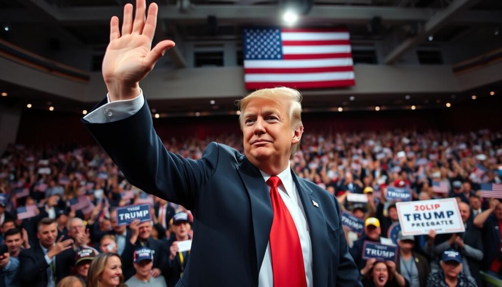 Donald Trump waving to supporters Donald Trump waving to supporters