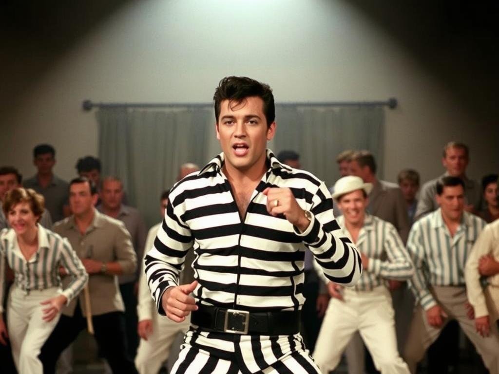 Elvis Presley in a scene from Jailhouse Rock movie