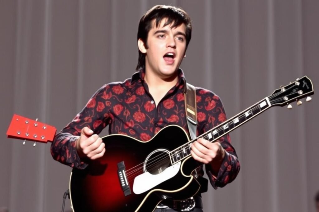 Elvis Presley performing blues-influenced rock and roll