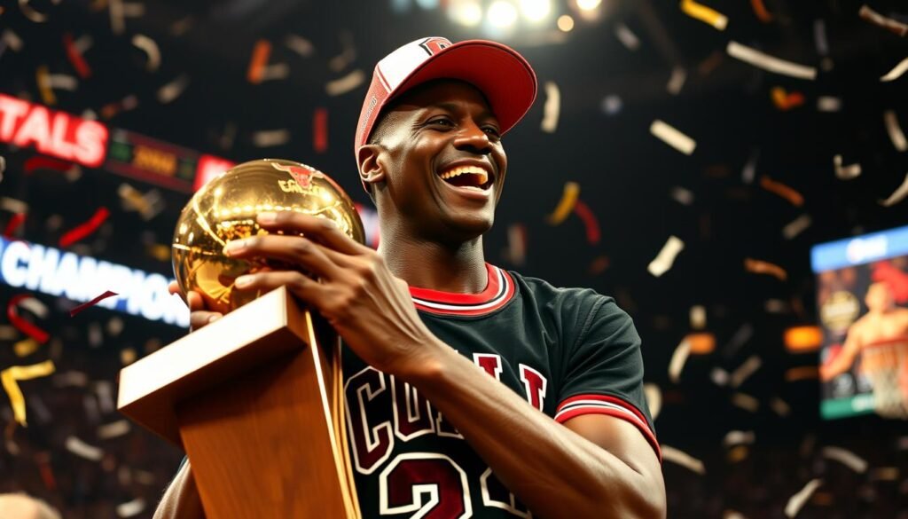 Michael Jordan celebrating an NBA championship, symbolizing his Air to the Throne achievement Michael Jordan celebrating an NBA championship, symbolizing his Air to the Throne achievement