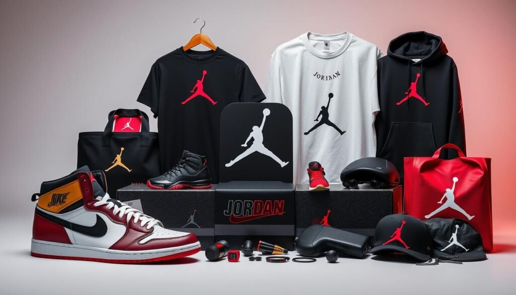 Michael Jordan's Jumpman logo and brand products, representing his Air to the Throne business empire Michael Jordan's Jumpman logo and brand products, representing his Air to the Throne business empire