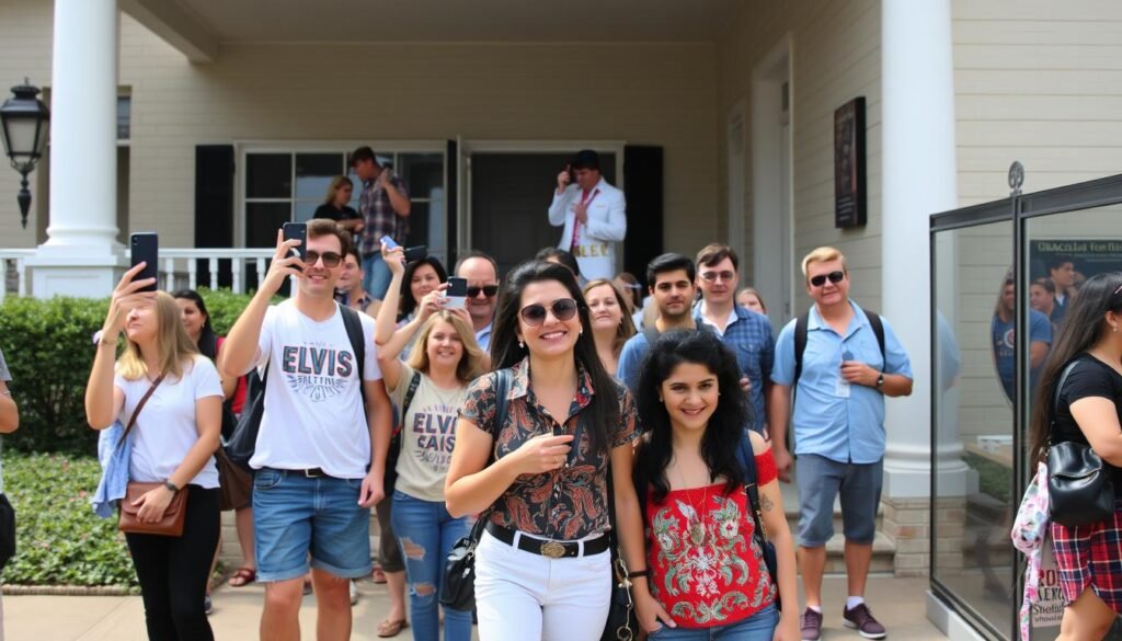 Modern fans visiting Graceland, Elvis Presley's home and museum