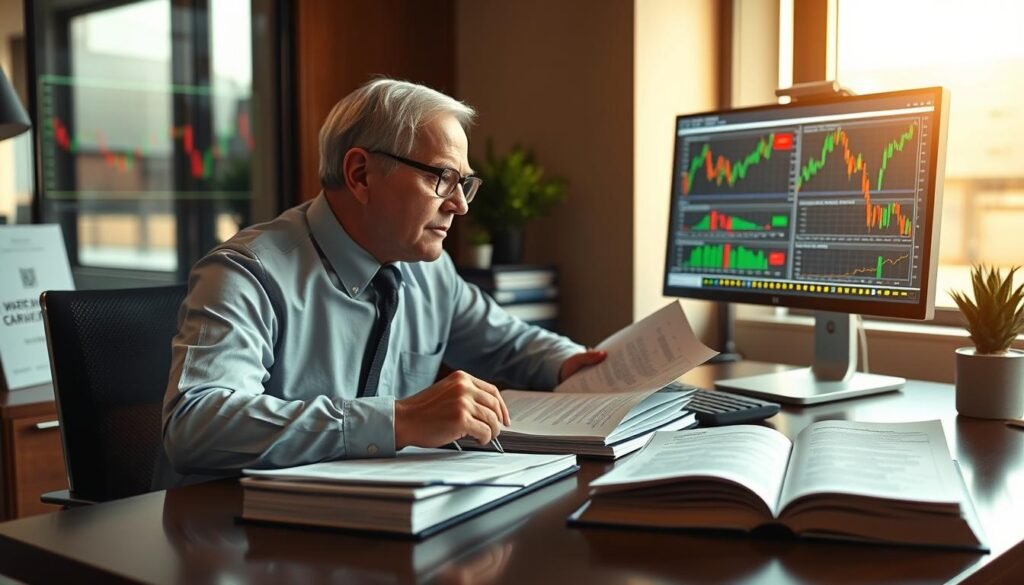 Modern investor studying Warren Buffett's principles as taught by the Oracle of Omaha Modern investor studying Warren Buffett's principles as taught by the Oracle of Omaha