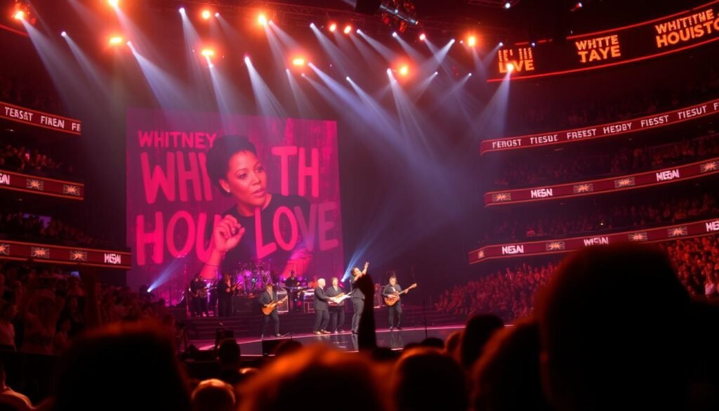 Whitney Houston performing during her Nothing But Love tour, showing vocal strain that illustrates the Whitney Houston Voice and Tragedy narrative Whitney Houston performing during her Nothing But Love tour, showing vocal strain that illustrates the Whitney Houston Voice and Tragedy narrative