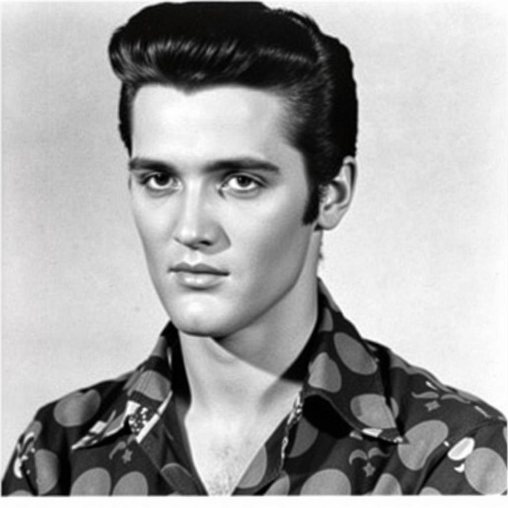 Young Elvis Presley with his early rebellious style and slicked-back hair