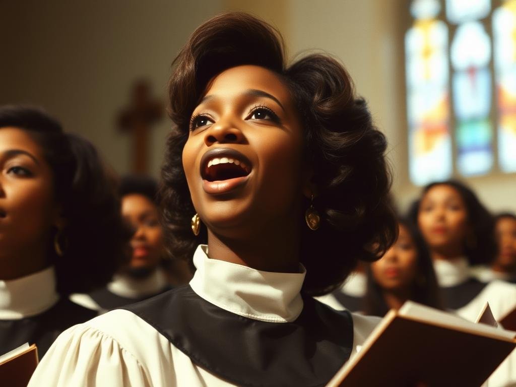 Young Whitney Houston singing in church choir, showing her gospel roots that influenced her Whitney Houston Voice and Tragedy journey Young Whitney Houston singing in church choir, showing her gospel roots that influenced her Whitney Houston Voice and Tragedy journey