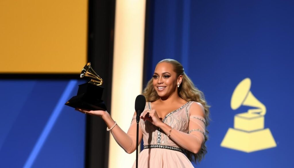 Beyoncé accepting her historic Grammy Award for 'Cowboy Carter', the first Black woman to win Best Country Album