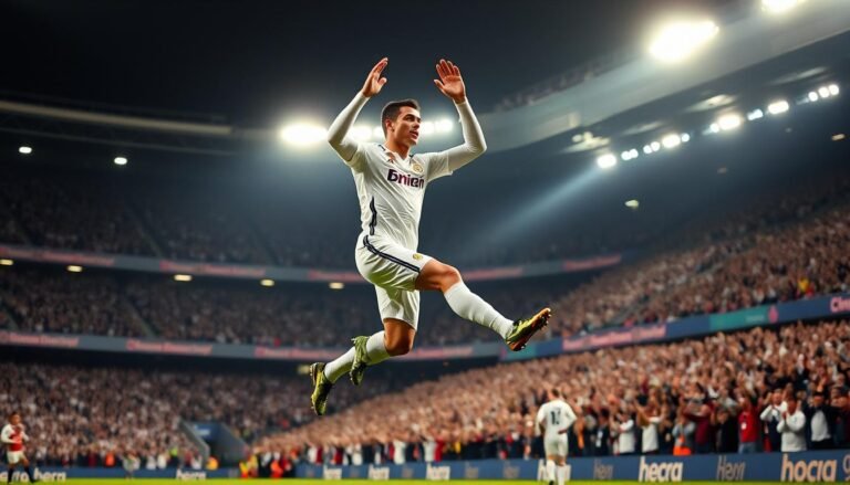 Cristiano Ronaldo – Built Not Born celebrating a goal with his signature celebration