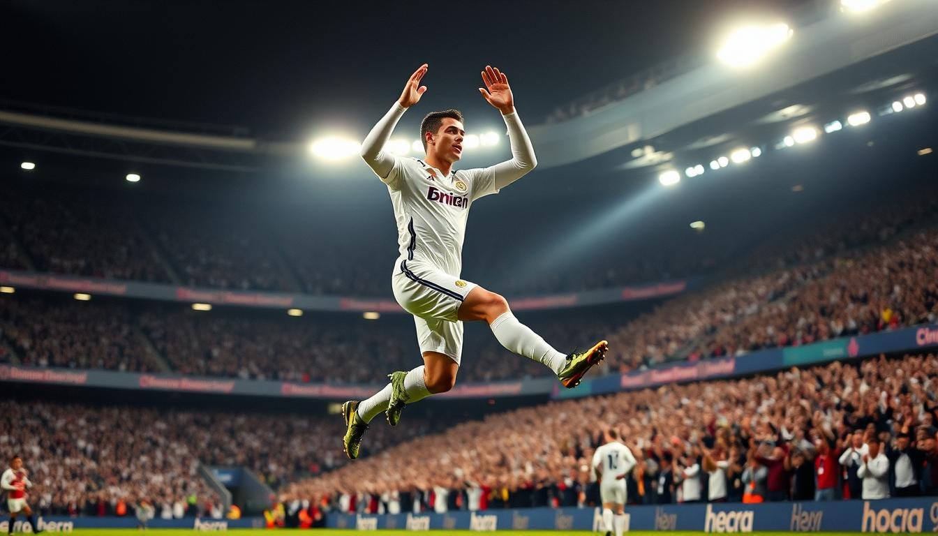 Cristiano Ronaldo – Built Not Born celebrating a goal with his signature celebration