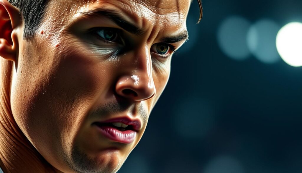 Cristiano Ronaldo – Built Not Born showing intense focus and determination during a match