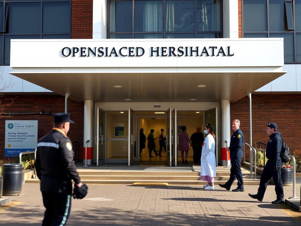 Hospital where Malala was treated after the Taliban attack with medical staff and security Hospital where Malala was treated after the Taliban attack with medical staff and security