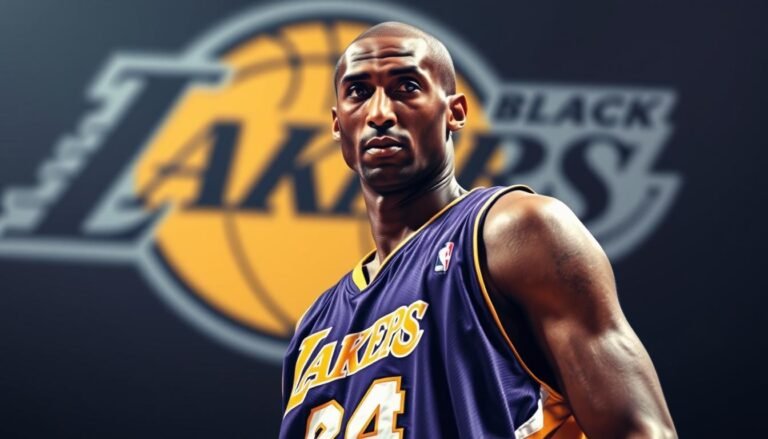 Kobe Bryant in his Lakers jersey with the Black Mamba logo