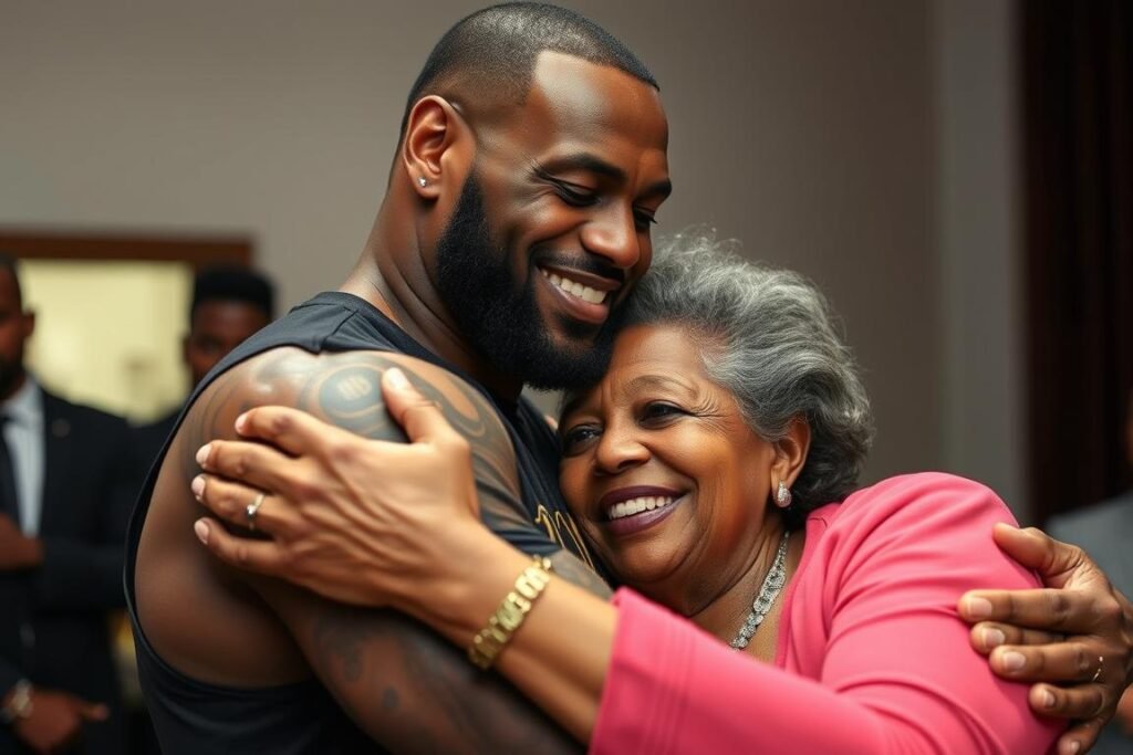 LeBron James with his mother Gloria in Akron, showing their close bond despite hardships LeBron James with his mother Gloria in Akron, showing their close bond despite hardships