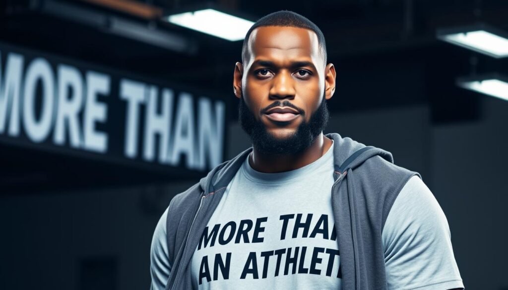 LeBron James with the phrase 'More Than An Athlete' showing the Kid From Akron's broader impact LeBron James with the phrase 'More Than An Athlete' showing the Kid From Akron's broader impact