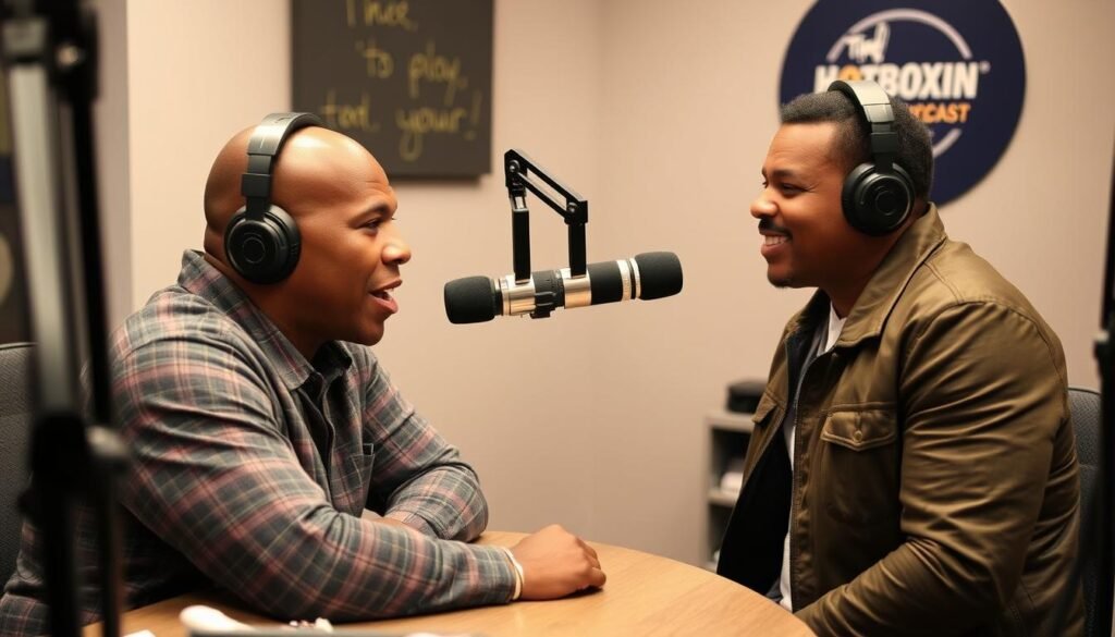 Mike Tyson recording his Hotboxin' podcast with guests Mike Tyson recording his Hotboxin' podcast with guests