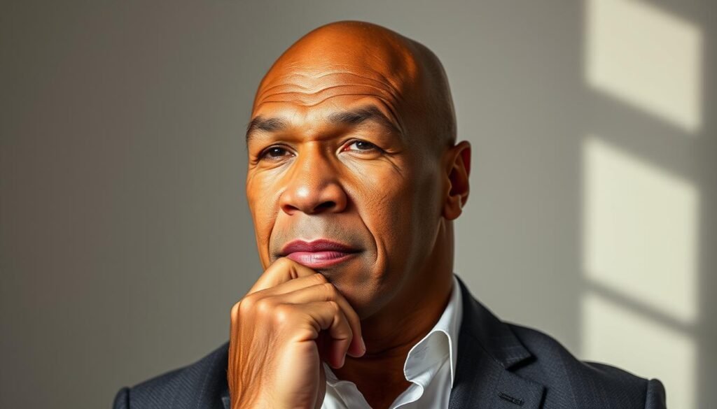 Modern day Mike Tyson looking reflective and at peace Modern day Mike Tyson looking reflective and at peace