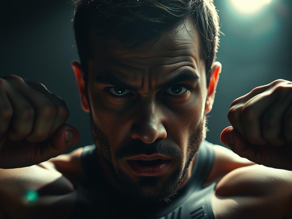 Person demonstrating mental toughness while facing a challenge Person demonstrating mental toughness while facing a challenge