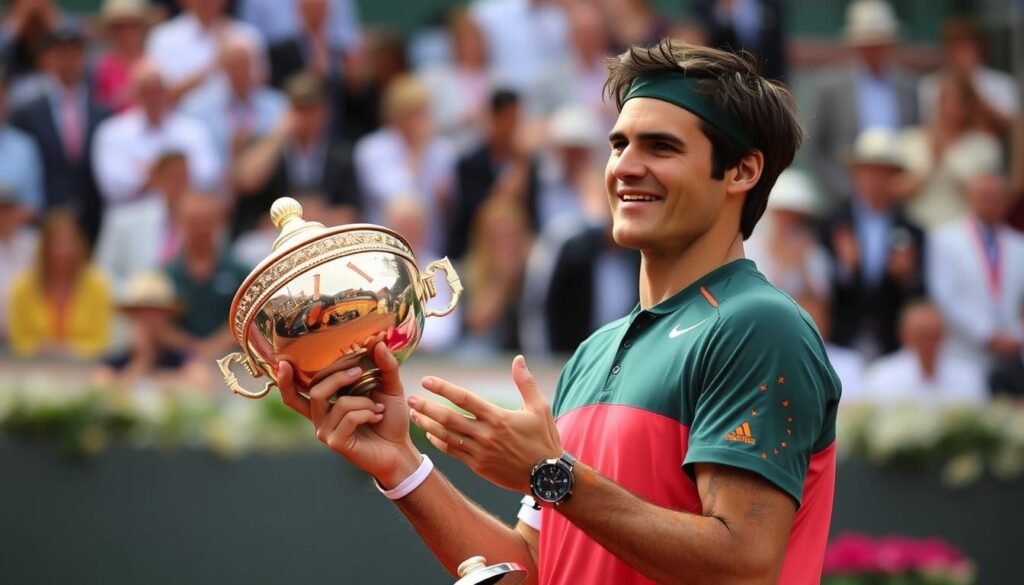 Roger Federer winning the 2009 French Open to complete his Career Grand Slam Roger Federer winning the 2009 French Open to complete his Career Grand Slam