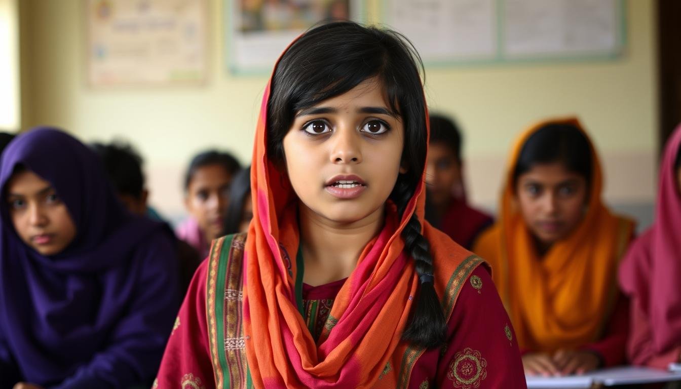 Young Malala Yousafzai speaking at a local education event in Pakistan's Swat Valley