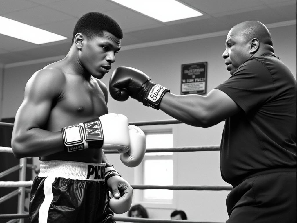 Young Mike Tyson with trainer Cus D'Amato Young Mike Tyson with trainer Cus D'Amato