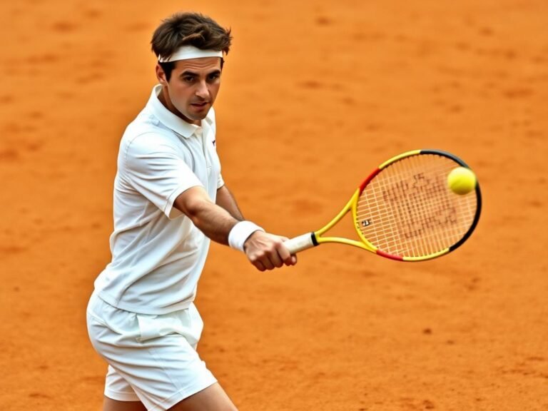 Young Roger Federer playing tennis as a junior