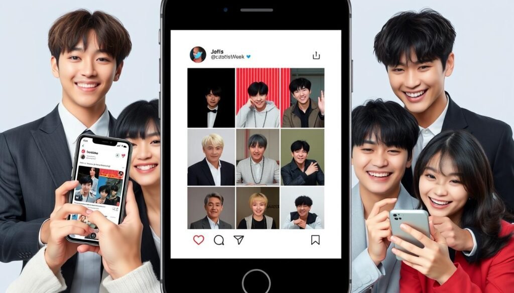 BTS interacting with fans on social media platforms, showcasing their digital strategy during K-Pop takeover
