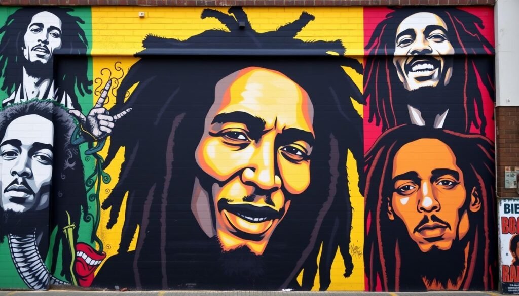 Bob Marley mural art in communities worldwide, showing cultural impact of Bob Marley Reggae and Revolution