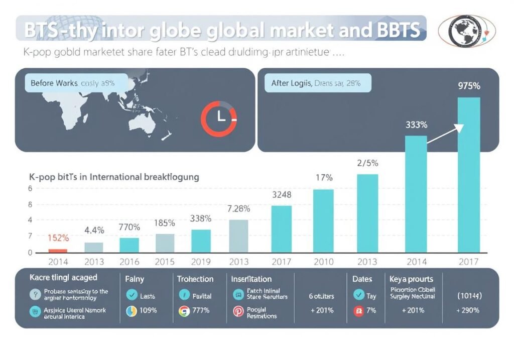 Chart showing BTS's impact on K-Pop global market growth during their takeover