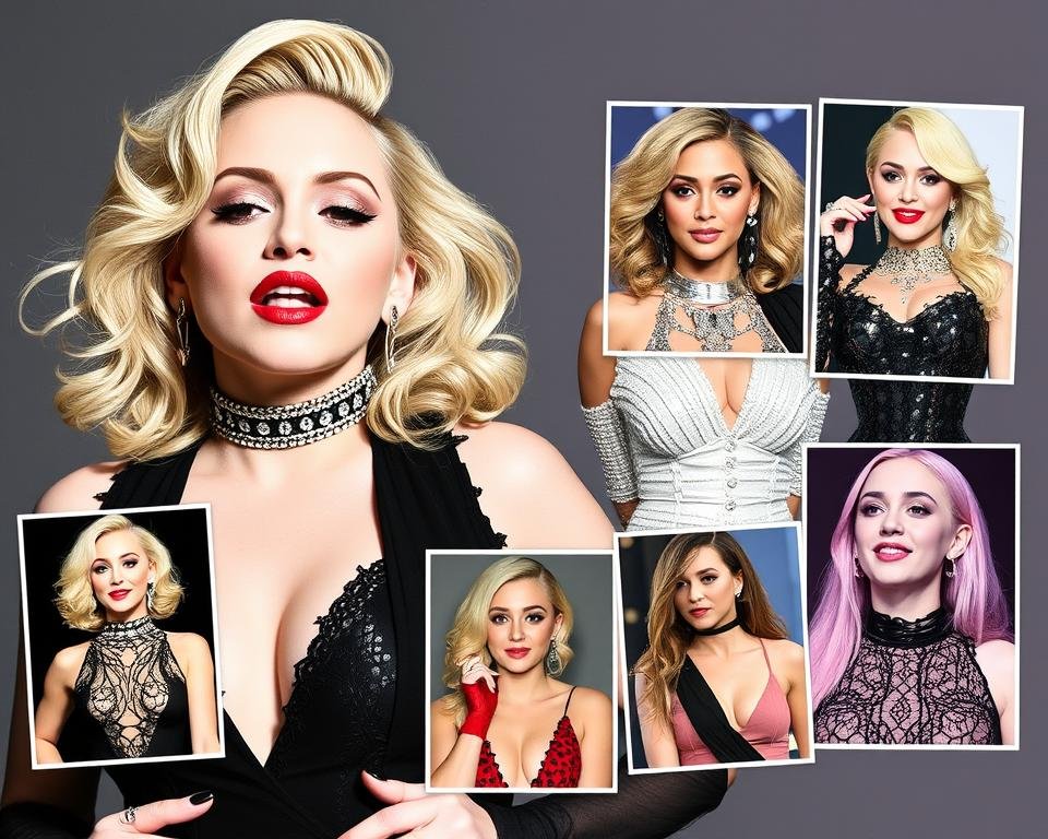 Collage showing Madonna's influence on modern female artists who follow her reinvention model