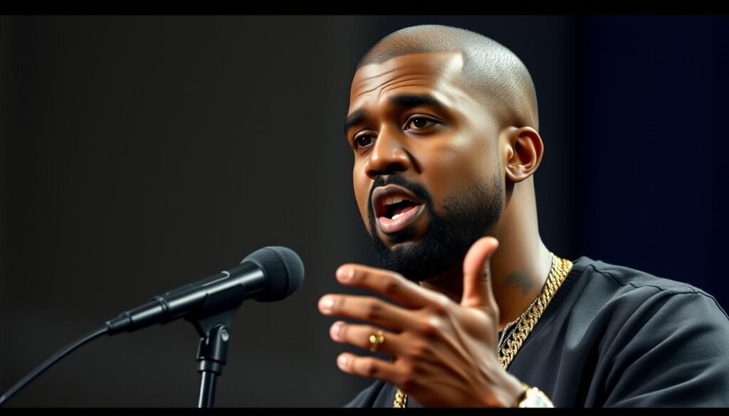 Kanye West during a controversial public appearance