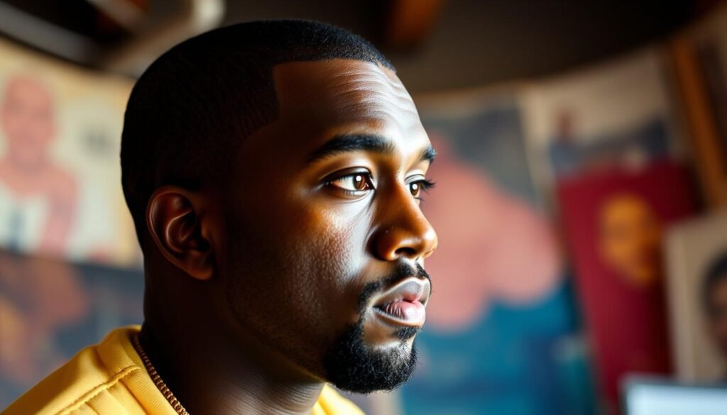Kanye West in a moment of creative focus