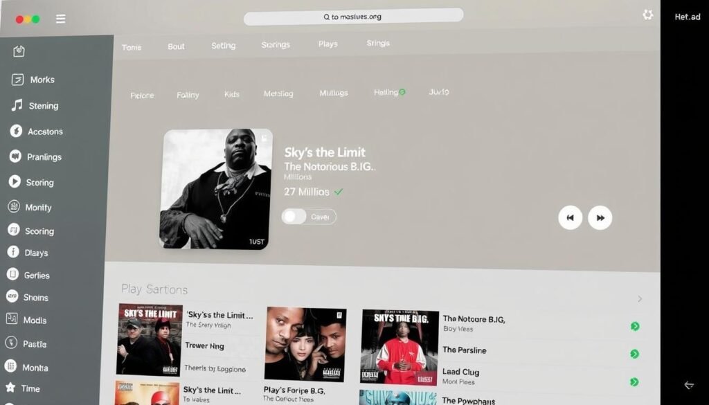 Modern streaming platform showing Sky's the Limit with millions of plays