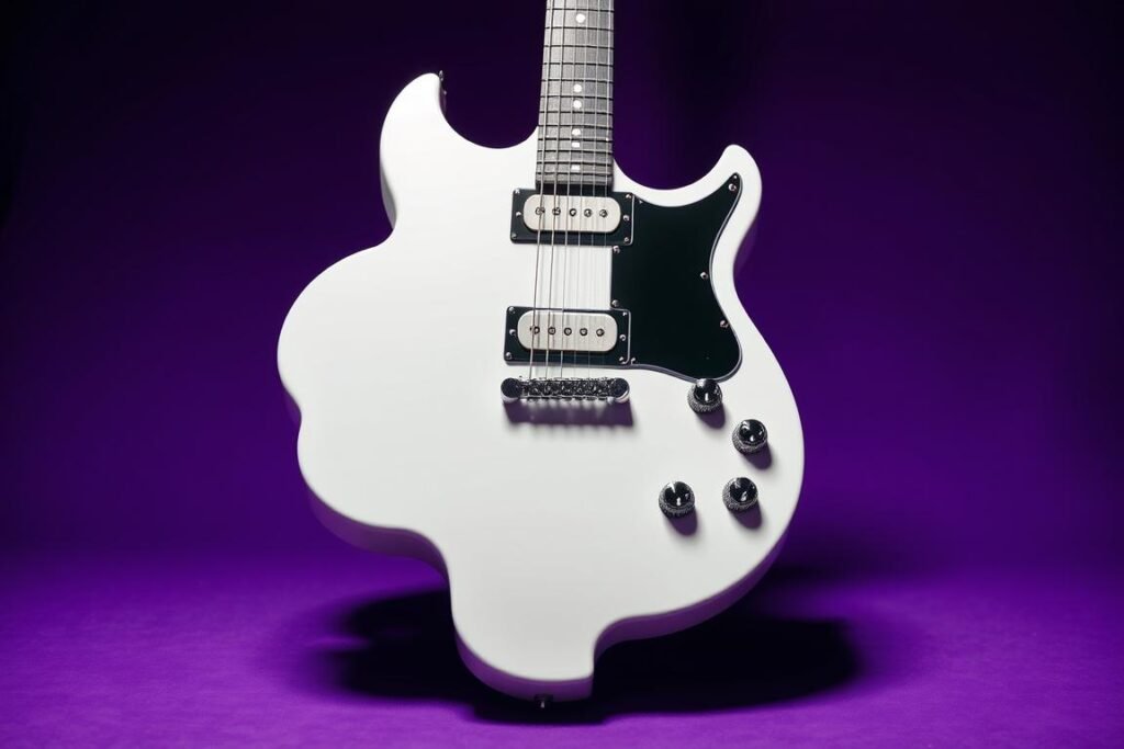 Prince's iconic cloud guitar used during the Purple Rain era