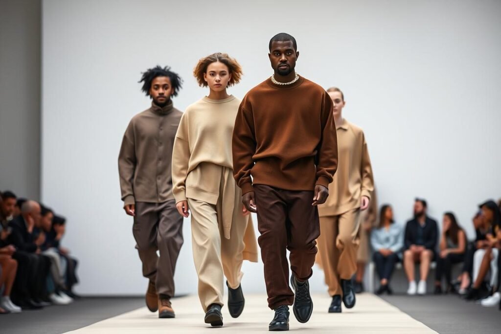 Yeezy fashion collection on runway models