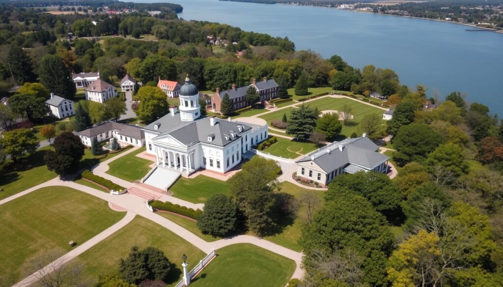 Aerial view of Mount Vernon estate