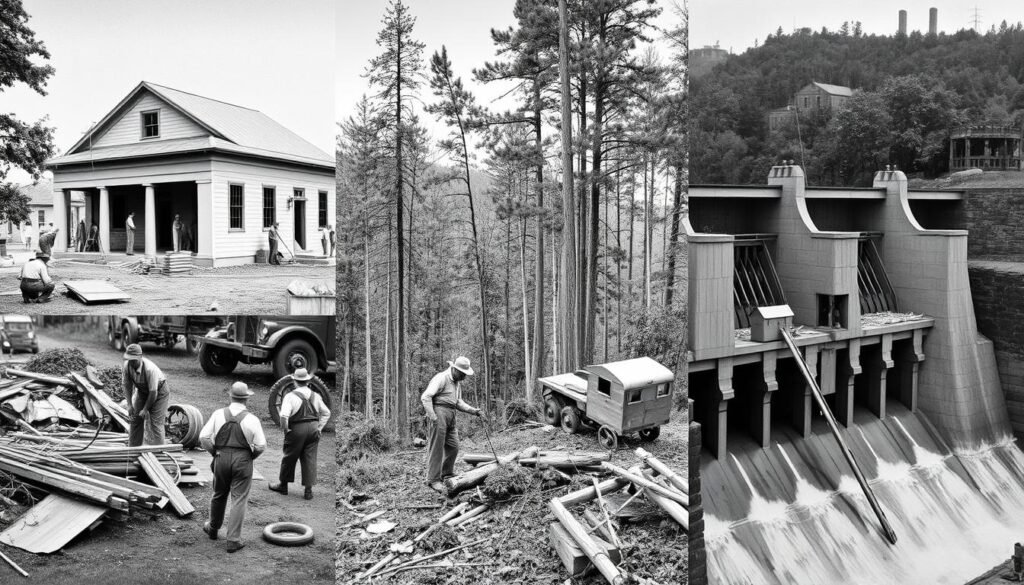 Franklin D. Roosevelt Leading Through Crisis - New Deal programs in action showing experimental approach