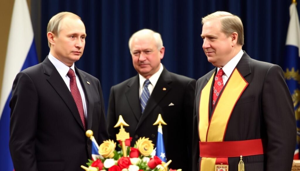 Vladimir Putin with Boris Yeltsin during the transfer of power