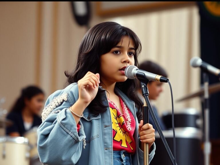 Young Selena Quintanilla performing with Los Dinos in the 1980s, showcasing her early talent as the Queen of Tejano
