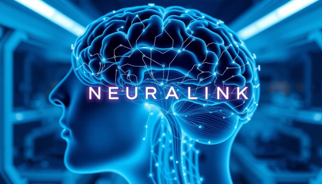Futuristic concept showing Neuralink brain interface technology, representing Musk's next potential breakthrough