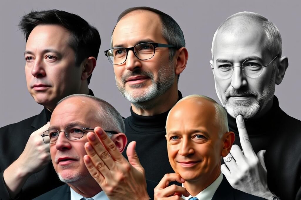 Leaders inspired by Steve Jobs including Elon Musk and Jeff Bezos