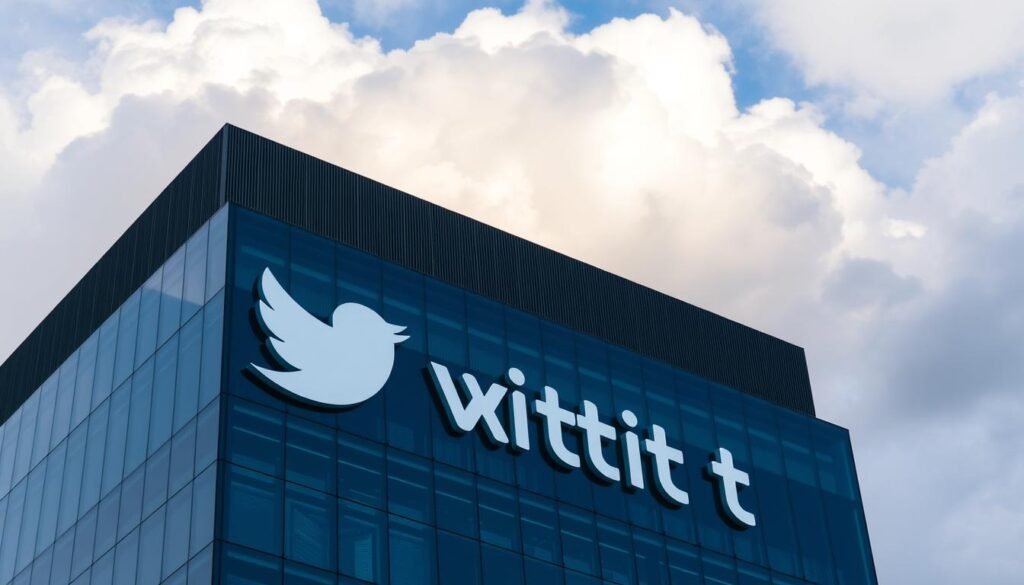 Twitter headquarters with X logo, representing Elon Musk's controversial acquisition and transformation