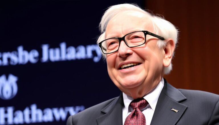 Warren Buffett smiling in a suit at a Berkshire Hathaway annual meeting