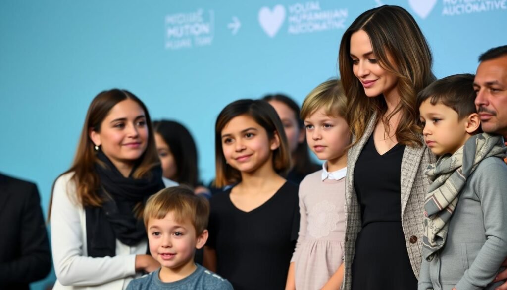 Angelina Jolie Beauty Brains Bravery with her children at a humanitarian event