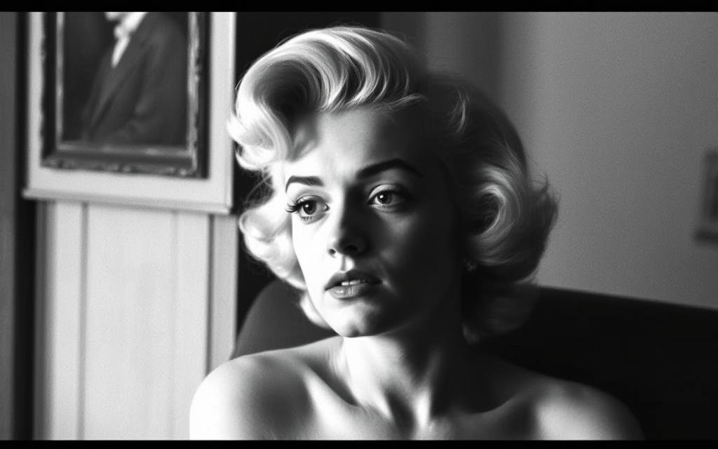 Candid moment of Marilyn Monroe looking pensive and alone