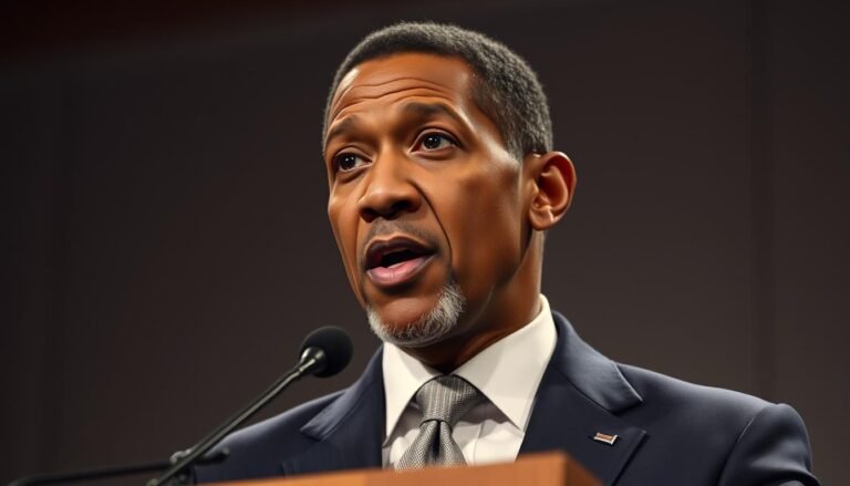 Denzel Washington speaking at a podium about purpose over popularity