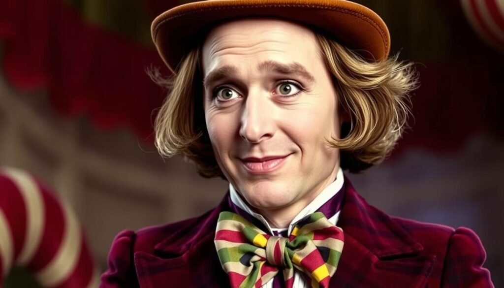 Johnny Depp as Willy Wonka in Charlie and the Chocolate Factory, showcasing his eccentric character work