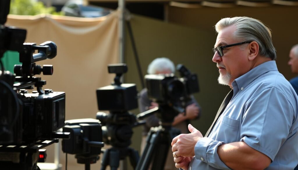 Leonardo DiCaprio and Martin Scorsese collaborating on a film set